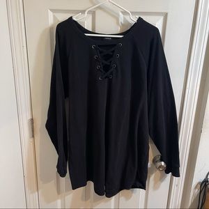 Torrid long sleeve sweater shirt with lace up chest